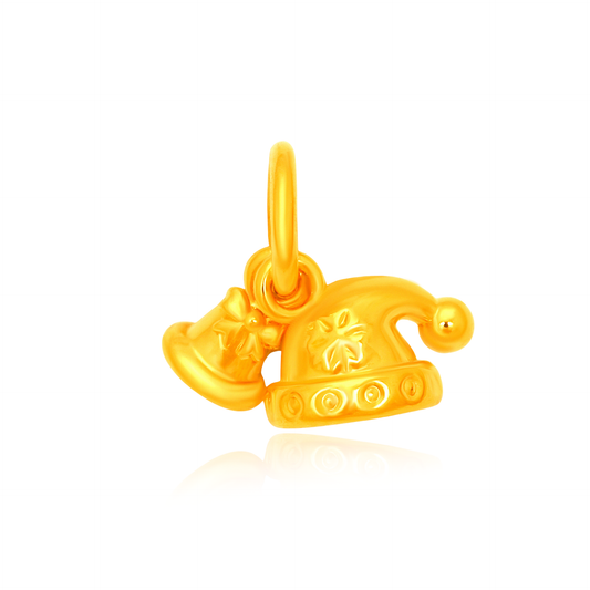 TAKA Jewellery Christmas Collection 916 Gold Charms - Assorted Designs l Festive Tree • Gift Box • Santa Hat • Bell