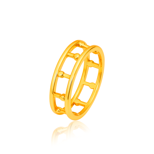 TAKA Jewellery Lattice Open Band 916 Gold Ring - Lightweight Hollow