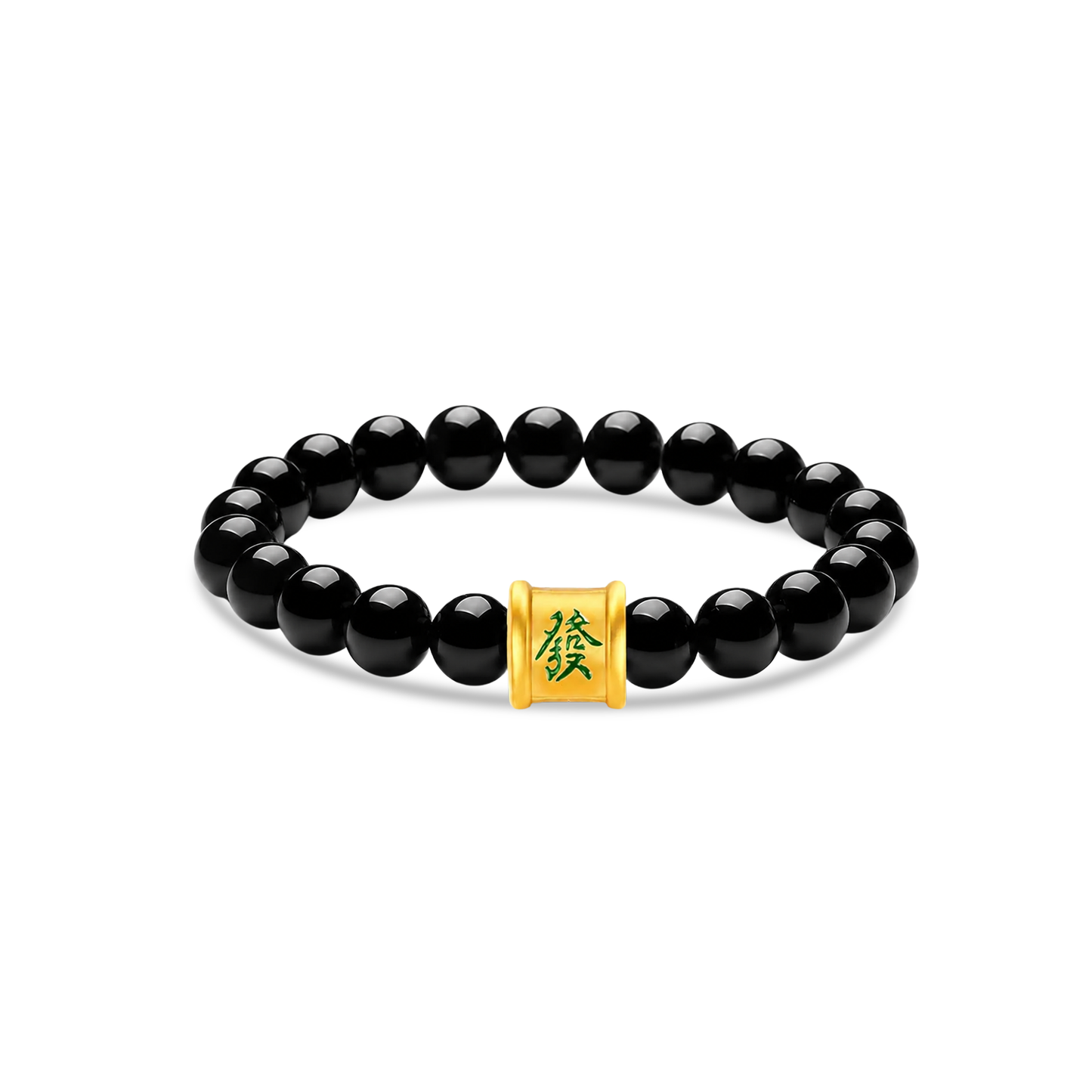 TAKA Jewellery 999 Pure Gold Mahjong Barrel Charm with 6mm Beads Bracelet / Cord Bracelet