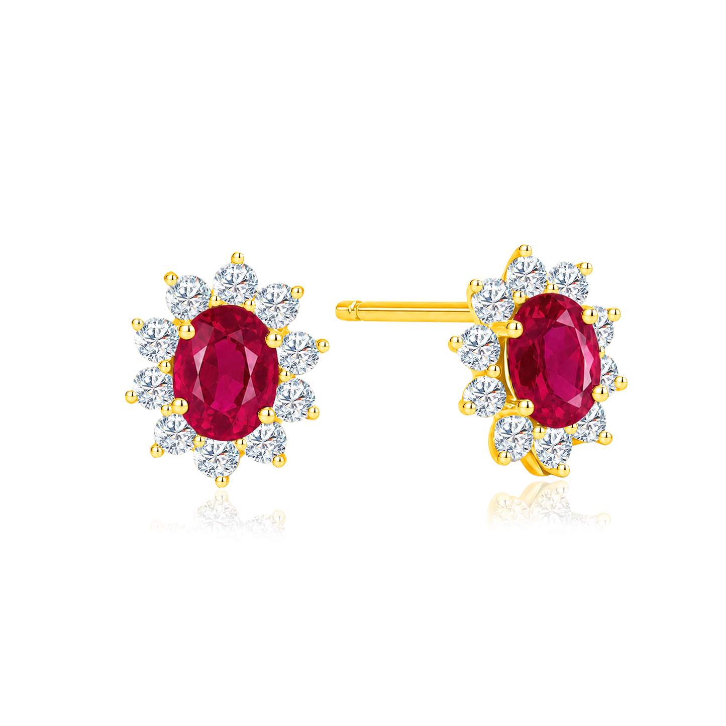 TAKA Jewellery Spectra Sapphire / Glass Filled Ruby / Emerald Diamond Earrings 18K Gold