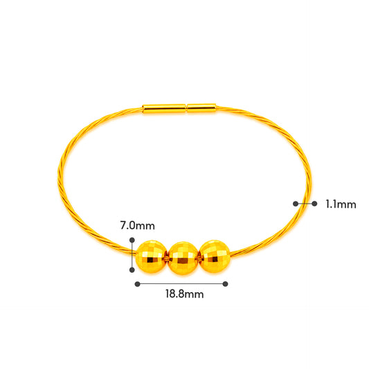 TAKA Jewellery 999 Pure Gold Disco Ball with Cord Bracelet (3 in 1)