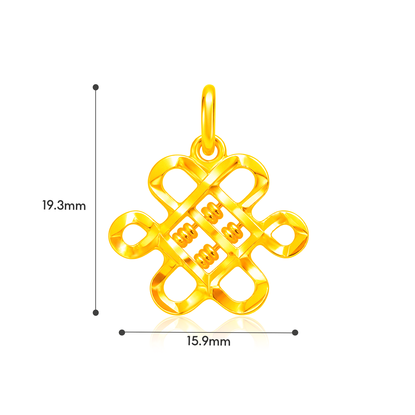 TAKA Jewellery Prosperity Abacus Mystic Knot 916 Gold Pendant