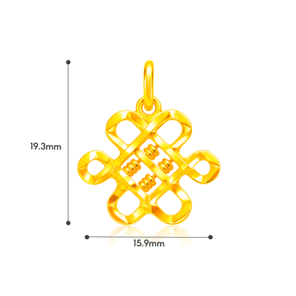 TAKA Jewellery Prosperity Abacus Mystic Knot 916 Gold Pendant