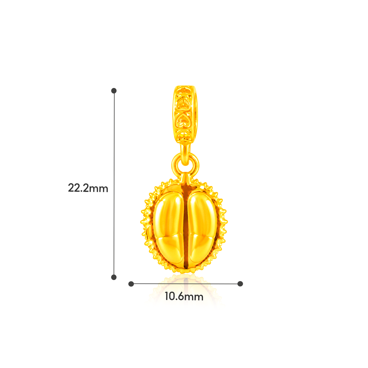 TAKA Jewellery 916 Gold Durian Pendant - Lightweight Hollow