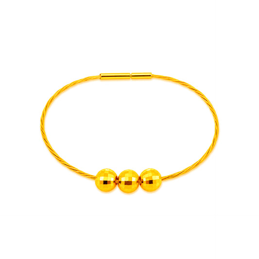TAKA Jewellery 999 Pure Gold Disco Ball with Cord Bracelet (3 in 1)