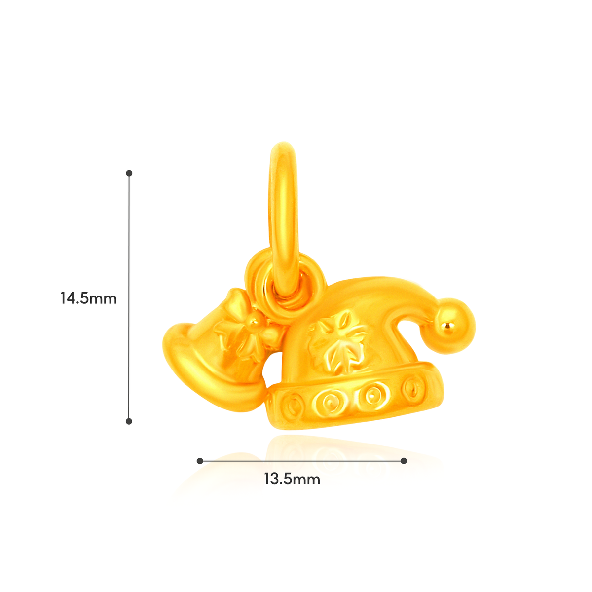 TAKA Jewellery Christmas Collection 916 Gold Charms - Assorted Designs l Festive Tree • Santa Hat • Bell