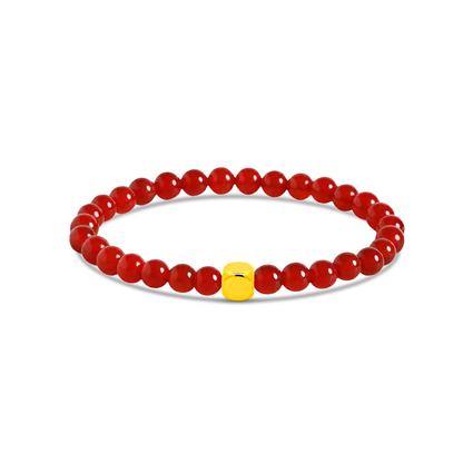 TAKA Jewellery 999 Pure Gold Dice Charm with Beads Bracelet