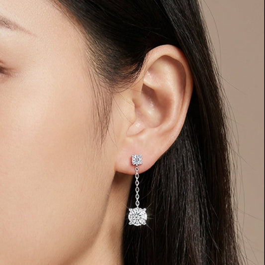 [PROMO] TAKA Jewellery 10K Gold Lab Grown Diamond Double Solitaire Drop Earrings
