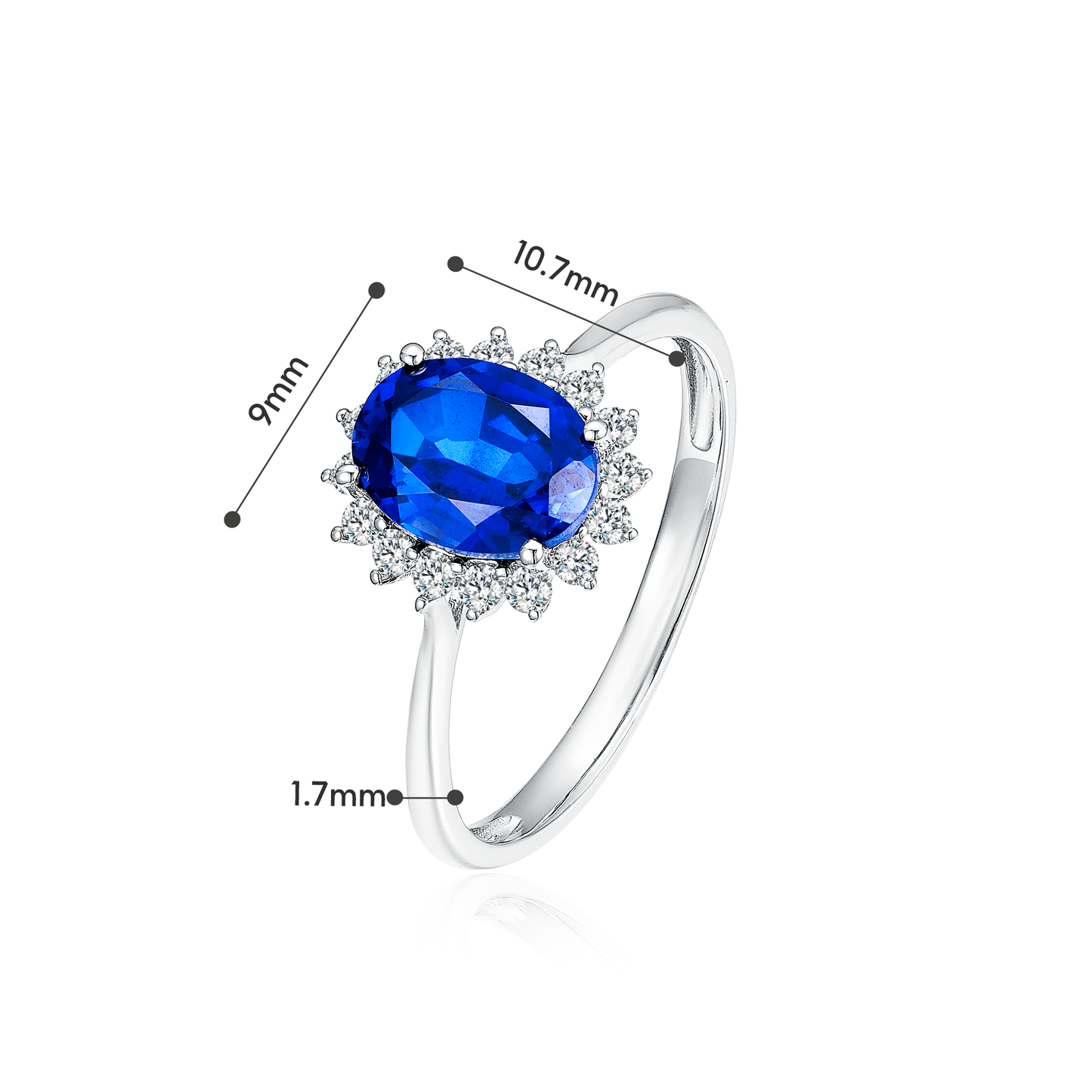 TAKA Jewellery Lab Grown Blue Sapphire Diamond Ring 10K Gold
