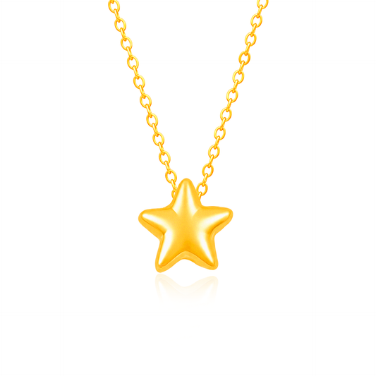 TAKA Jewellery 999 Pure Gold Star Pendant with 9K Gold Chain