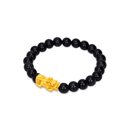 TAKA Jewellery 999 Pure Gold Wealth Pixiu 8mm Beads Bracelet