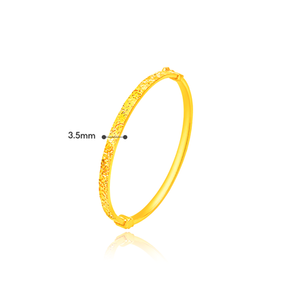 TAKA Jewellery 916 Gold Diamond-Cut Floral Bangle