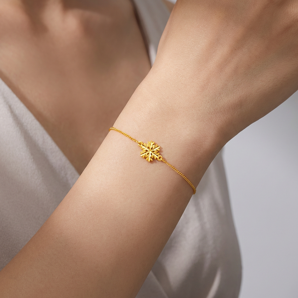 TAKA Jewellery 916 Gold Bracelet with Snow Flake