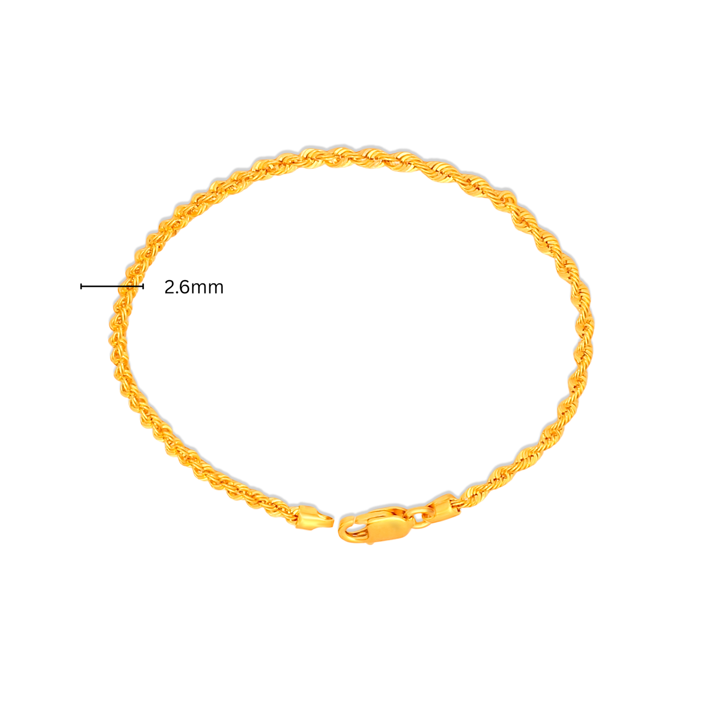 TAKA Jewellery  Hollow Rope 916 Gold Bracelet - 2.6mm