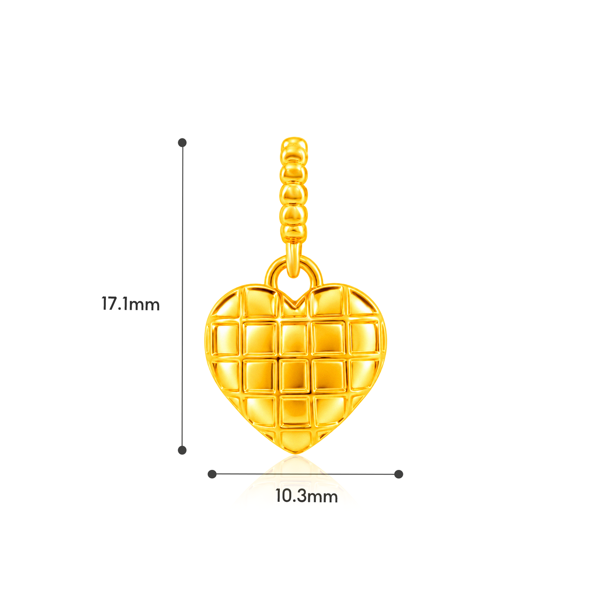TAKA Jewellery 916 Gold Luxe Heart Pendant - Lightweight Hollow