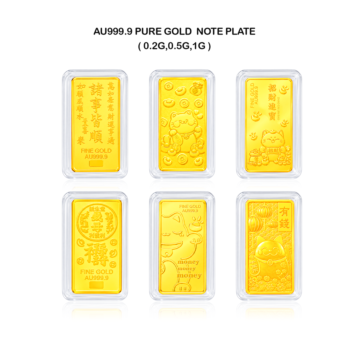 TAKA Jewellery 999 Pure Gold Fortune Series Display Piece | Multiple Designs