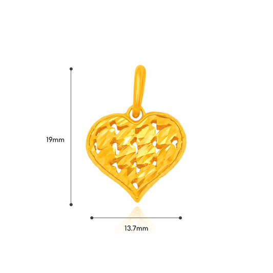 TAKA Jewellery 916 Gold Openwork Heart Pendant