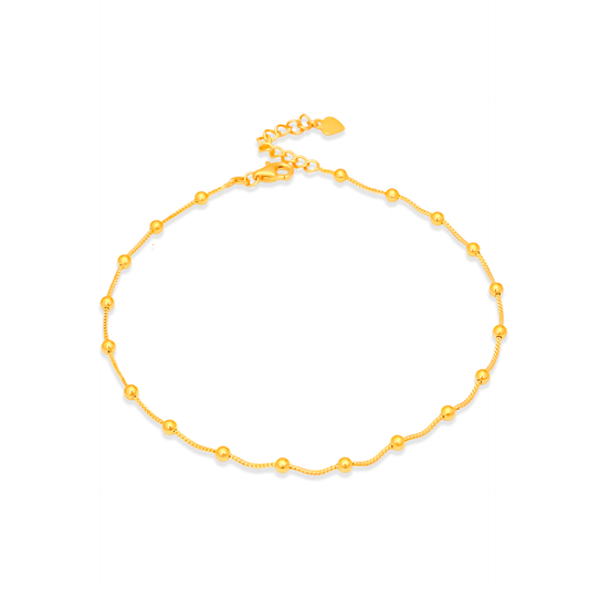 TAKA Jewellery 916 Gold Anklet with Gold Beads