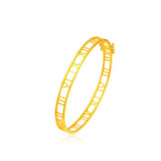 TAKA Jewellery Roman Numeral 916 Gold Bangle