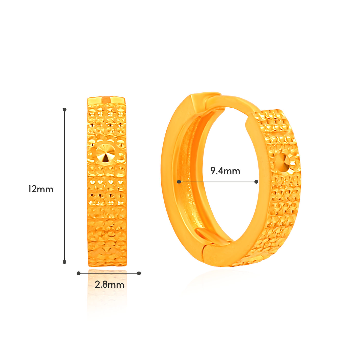 TAKA Jewellery 916 Gold Hoop Earrings