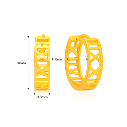 TAKA Jewellery 916 Gold Roman Numeral Earrings