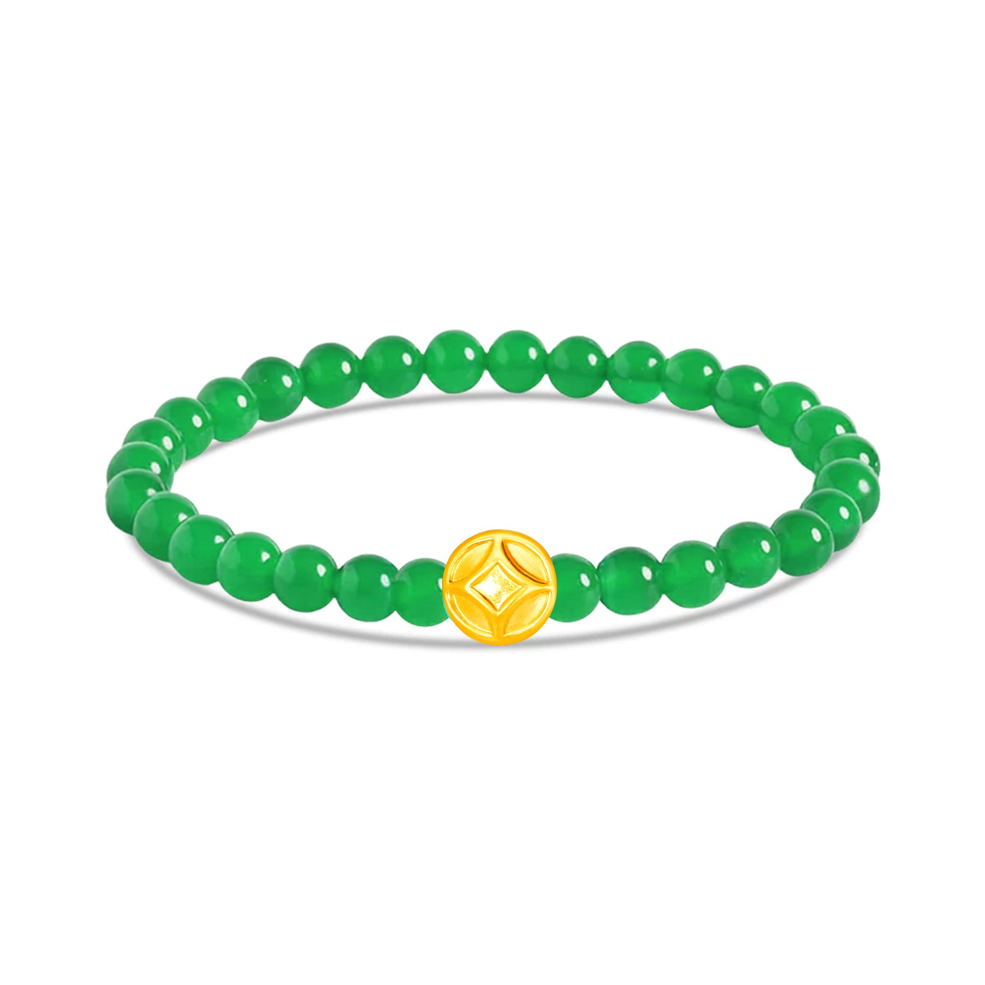 TAKA Jewellery 999 Pure Gold Tong Qian Charm With Beads Bracelet - TAKA  Jewellery