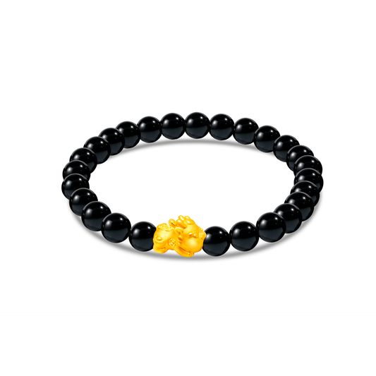 TAKA Jewellery 999 Pure Gold Mini Baby Pixiu Beads Bracelet