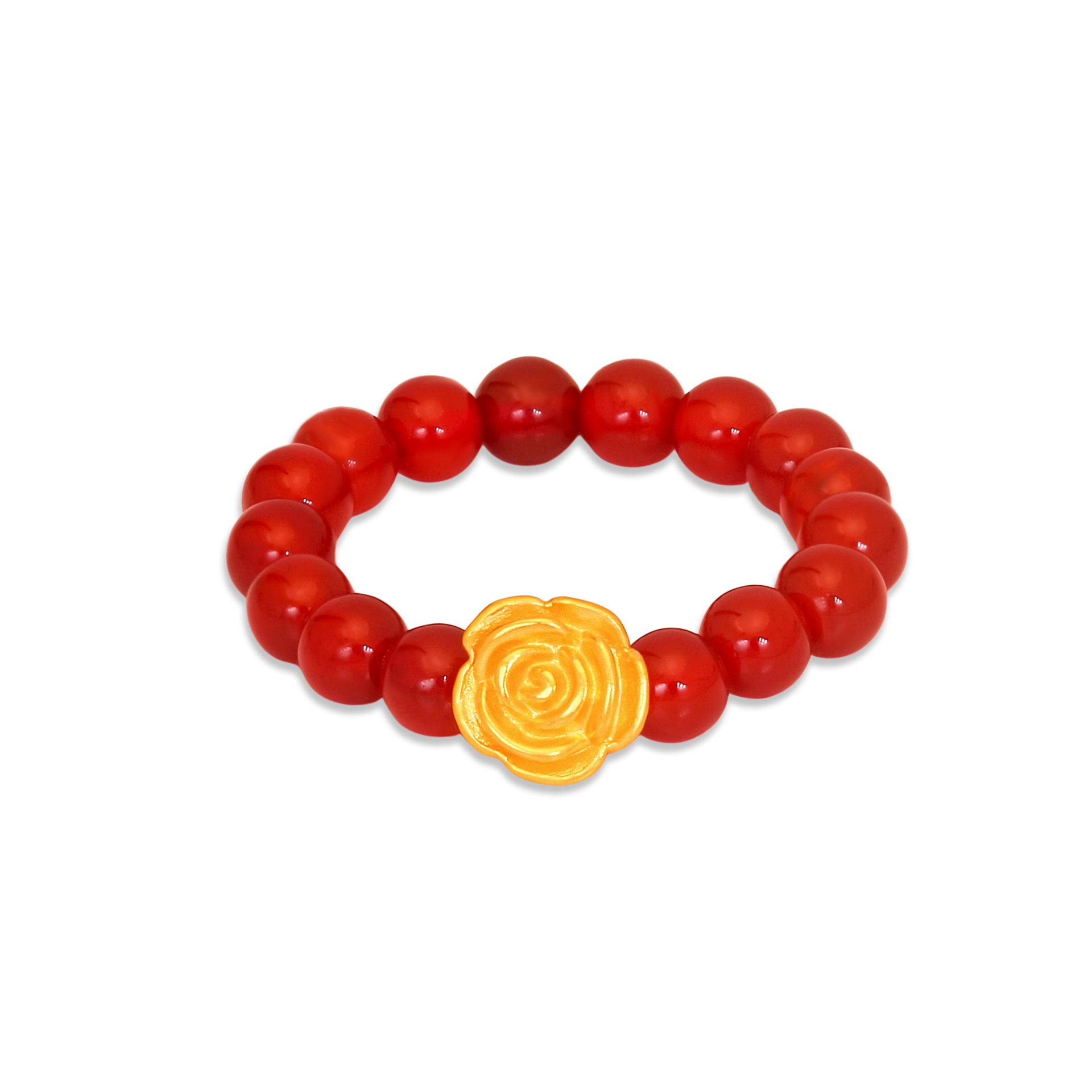 TAKA Jewellery 999 Pure Gold Rose Charm with 4mm Beads Ring - TAKA