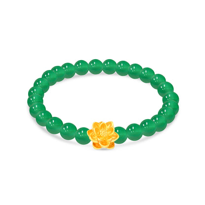 TAKA Jewellery 999 Pure Gold Flower Charm with Beads Bracelet