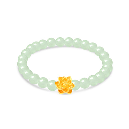 TAKA Jewellery 999 Pure Gold Flower Charm with Beads Bracelet