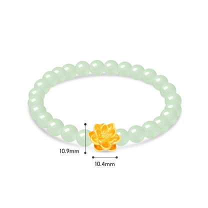 TAKA Jewellery 999 Pure Gold Flower Charm with Beads Bracelet
