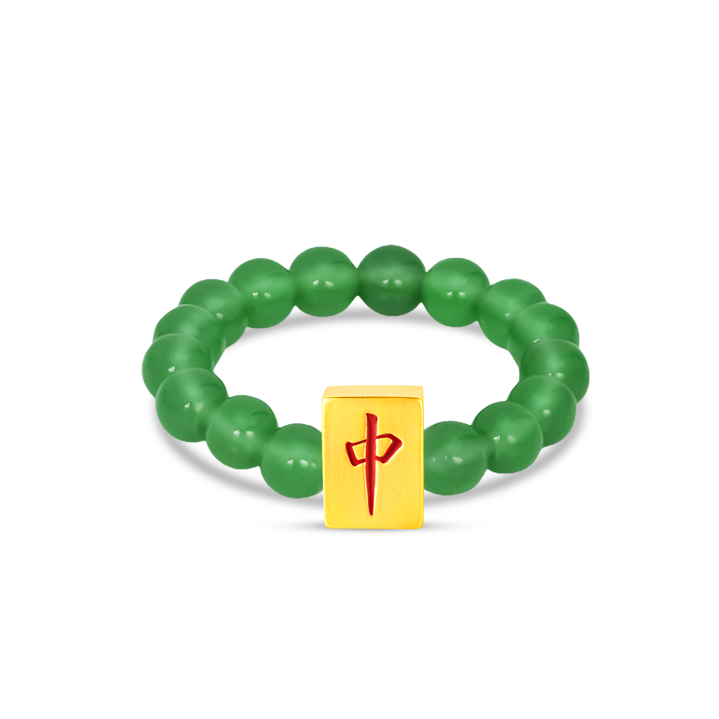 TAKA Jewellery 999 Pure Gold Mahjong Tiles with Beads Ring