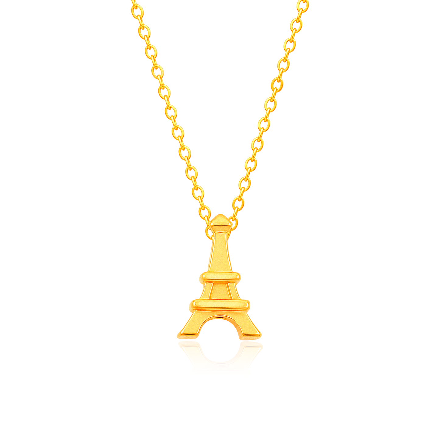 TAKA Jewellery 999 Pure Gold Eiffel Tower Pendant with 9K Gold Chain