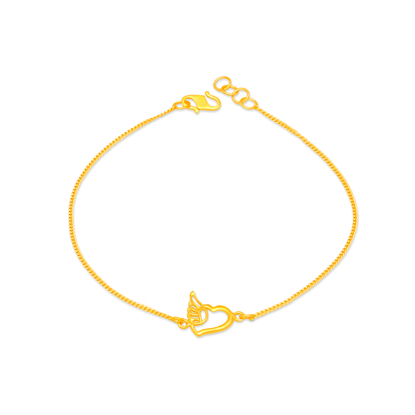 TAKA Jewellery 916 Gold Heart-shaped Angel Wing Bracelet