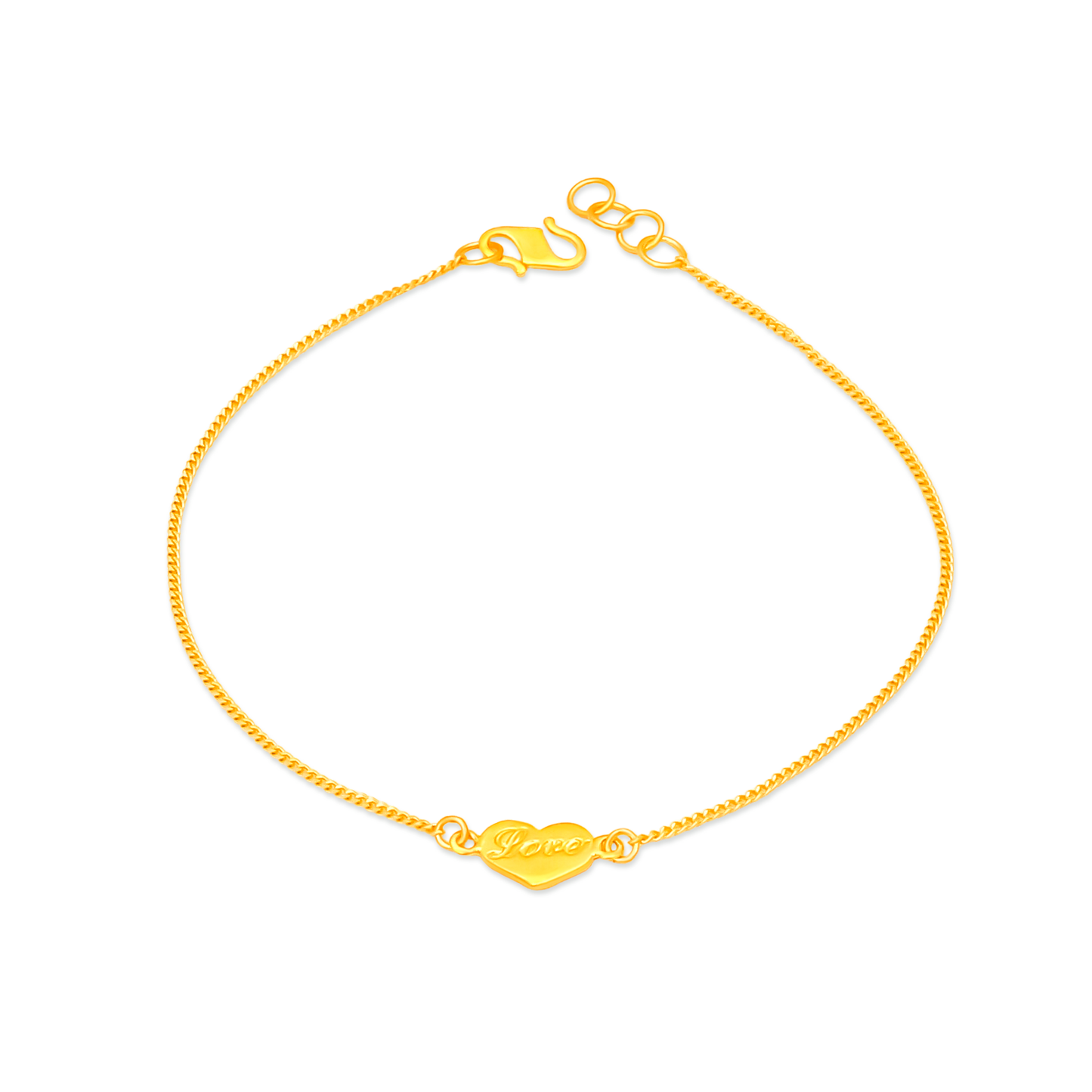 TAKA Jewellery 916 Gold Heart-shaped with word Love Bracelet