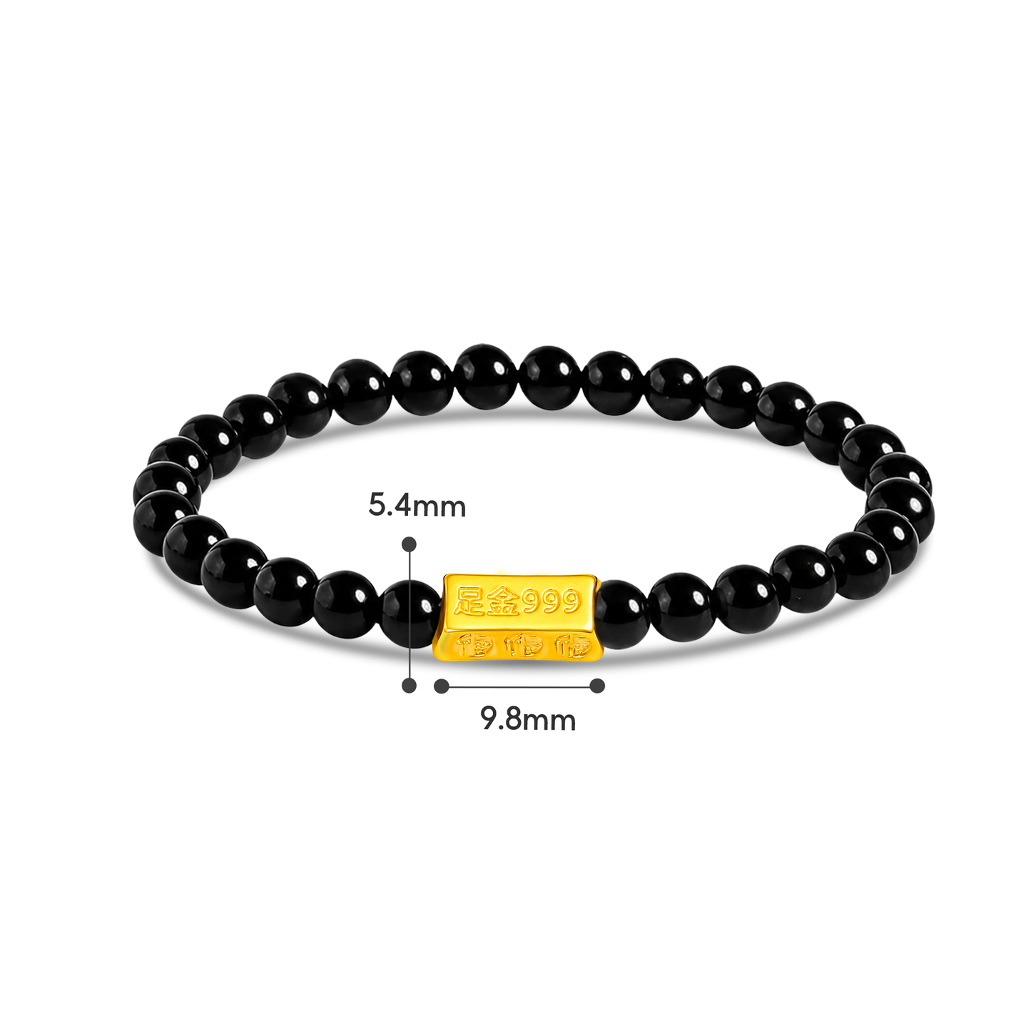 TAKA Jewellery 999 Pure Gold Ingot Charm with Beads Ring / Bracelet