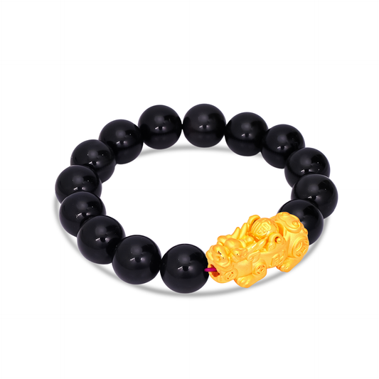 TAKA Jewellery 999 Pure Gold Wealth Blessing Pixiu Beads Bracelet