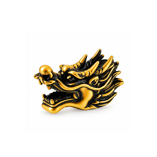 TAKA Jewellery Dynasty Gold Collection Dragon Head 999 Pure Gold Charm