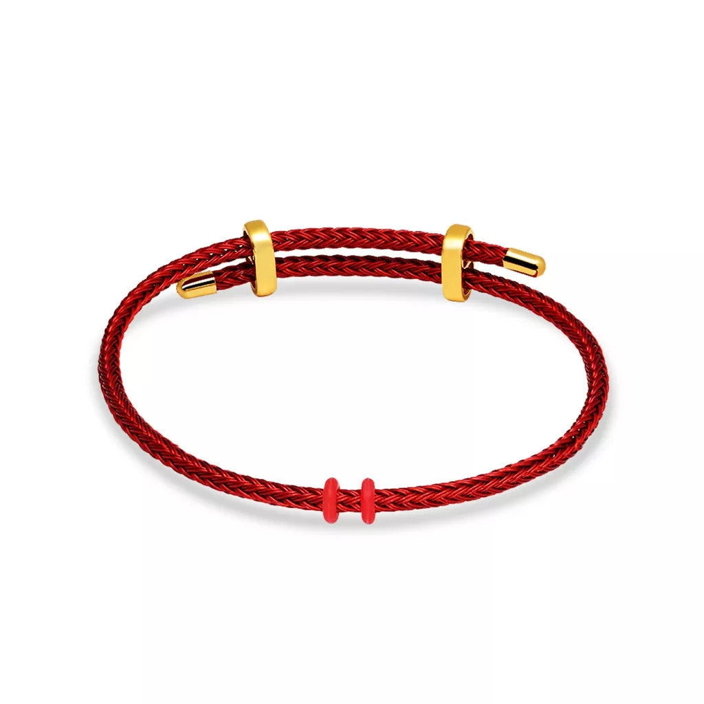 TAKA Jewellery 999 Pure Gold Mahjong Barrel Charm with Beads Bracelet