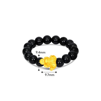 TAKA Jewellery 999 Pure Gold Toad Charm with Beads Rings / Bracelet