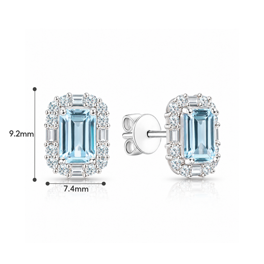 TAKA Jewellery Spectra Aquamarine Diamond Earrings 9K Gold