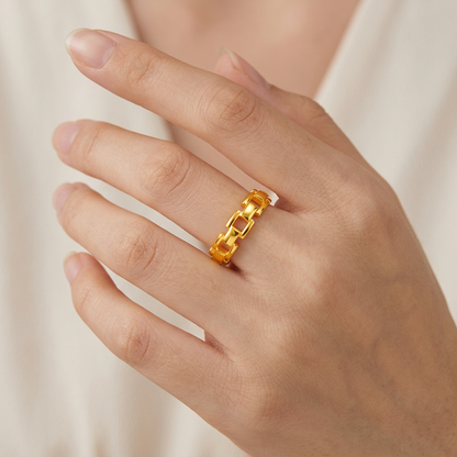 TAKA Jewellery Chain Link 916 Gold Ring - Lightweight Hollow