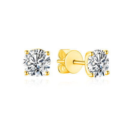 TAKA Jewellery Solitaire Lab Grown Diamond Earrings 10K Gold - 1.5ct TCW