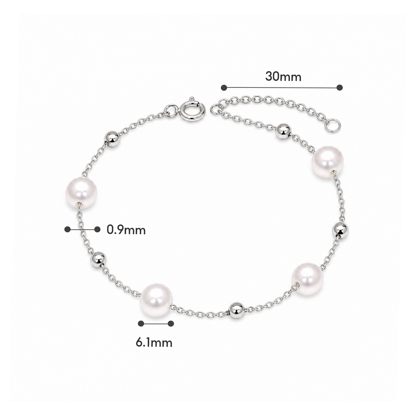 TAKA Jewellery Pearl Station 925 Silver Bracelet