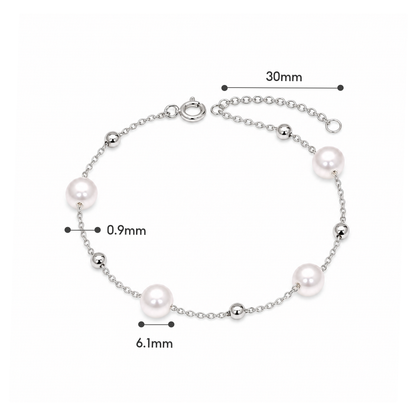 TAKA Jewellery Pearl Station 925 Silver Bracelet