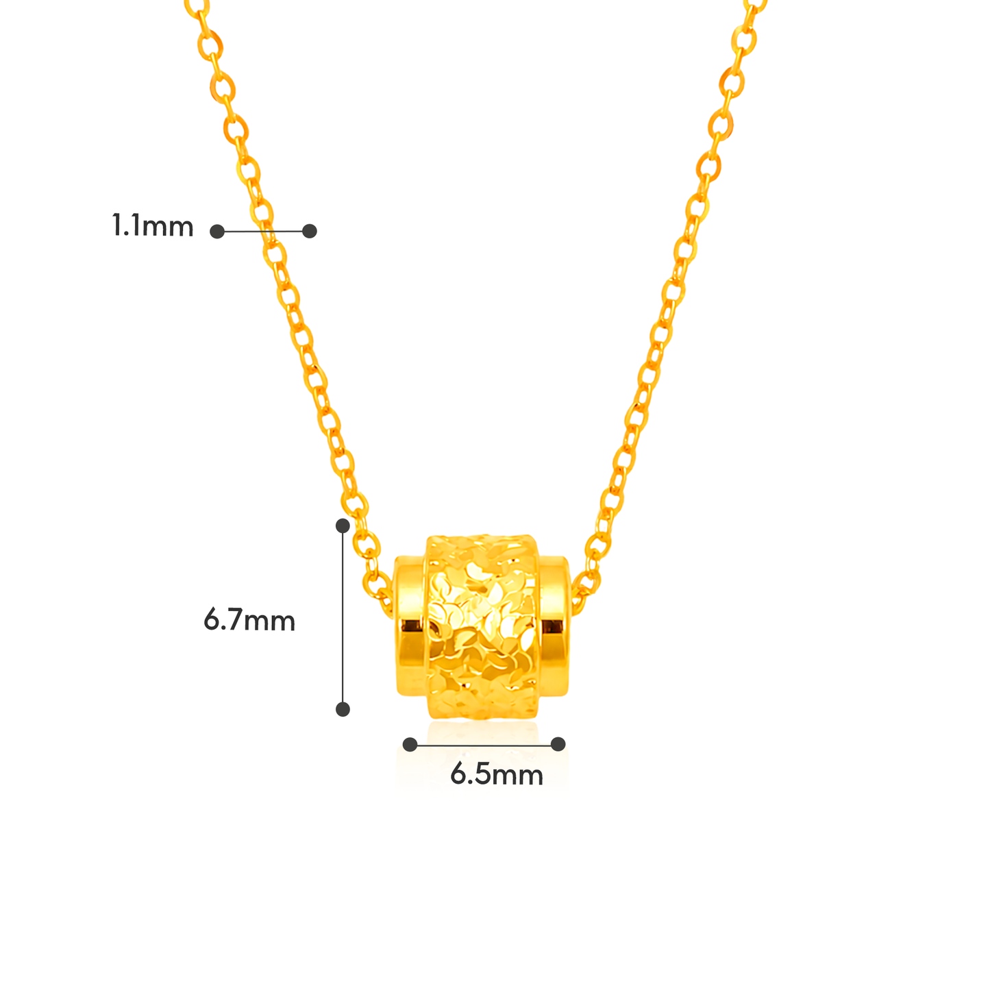 TAKA Jewellery 916 Gold Textured Barrel Necklace