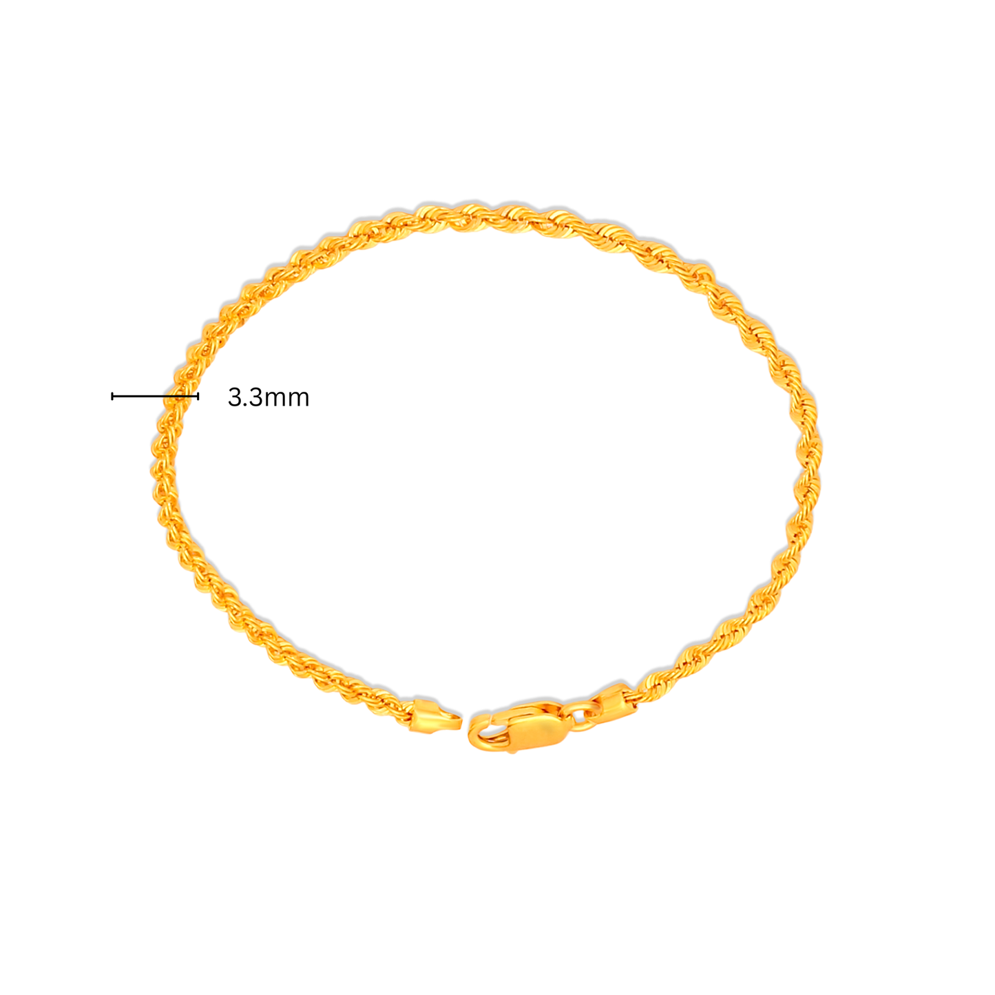 TAKA Jewellery Hollow Rope 916 Gold Bracelet - 3.3mm
