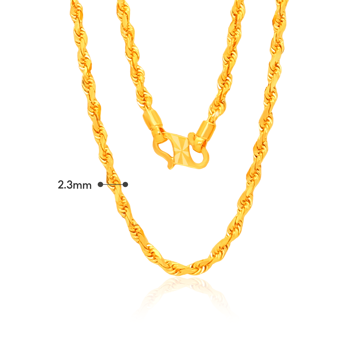TAKA Jewellery 916 Gold Solid Rope Chain