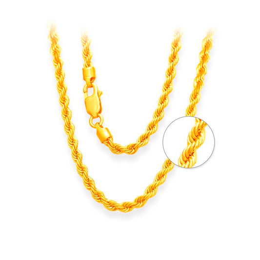 TAKA Jewellery Hollow Rope 916 Gold Chain - 3.3mm