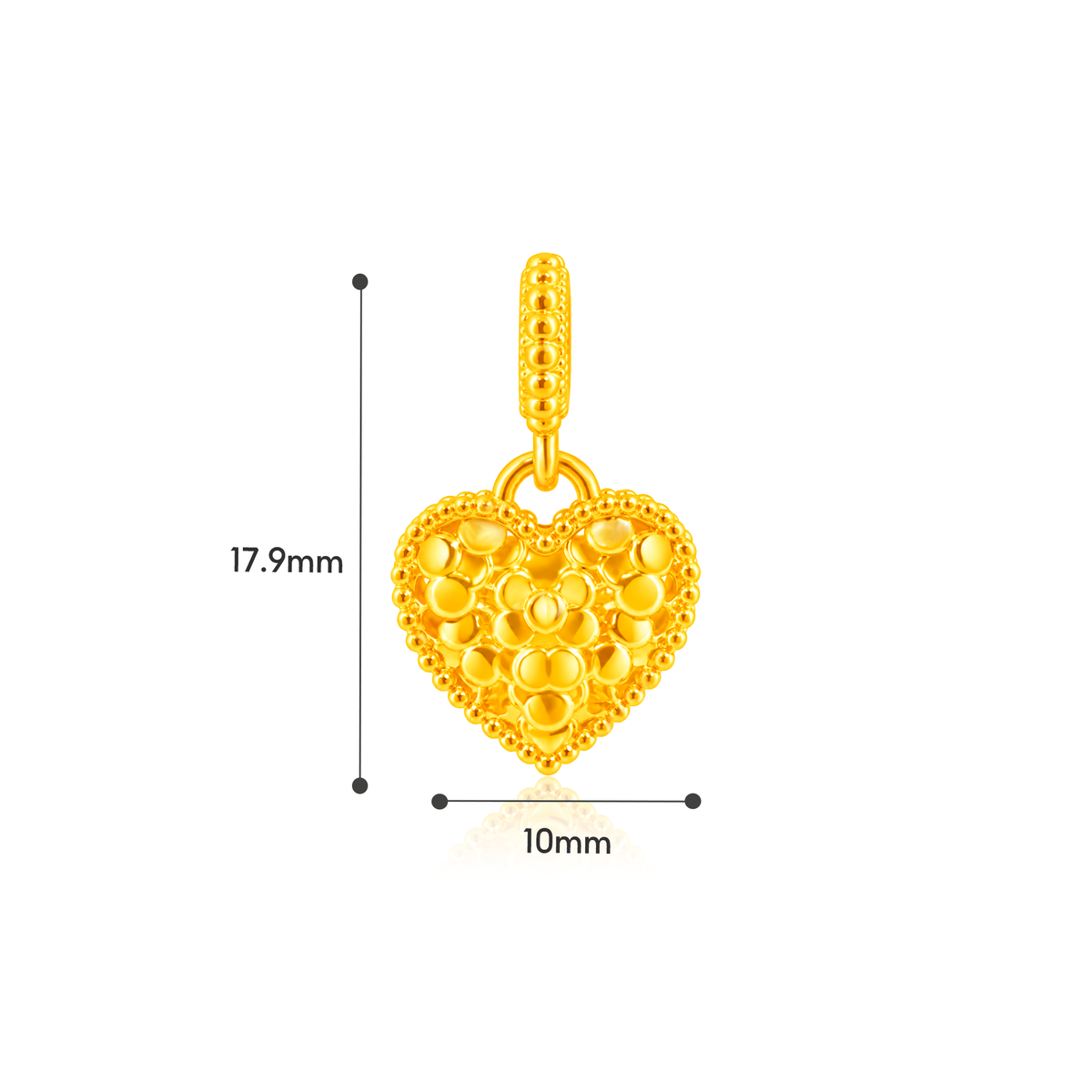 TAKA Jewellery 916 Gold "碎碎冰" Heart Pendant - Lightweight Hollow